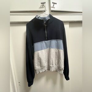 brandy melville striped quarter zip sweatshirt
